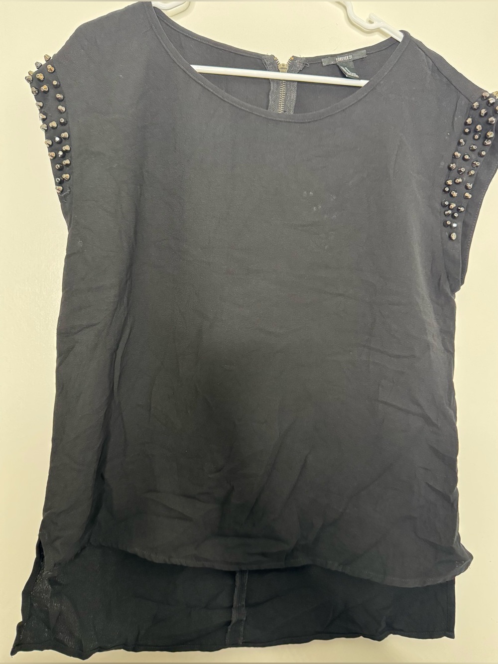 Forever 21 Black Stud-Embellished Cap Sleeve Tunic goth emo size Md